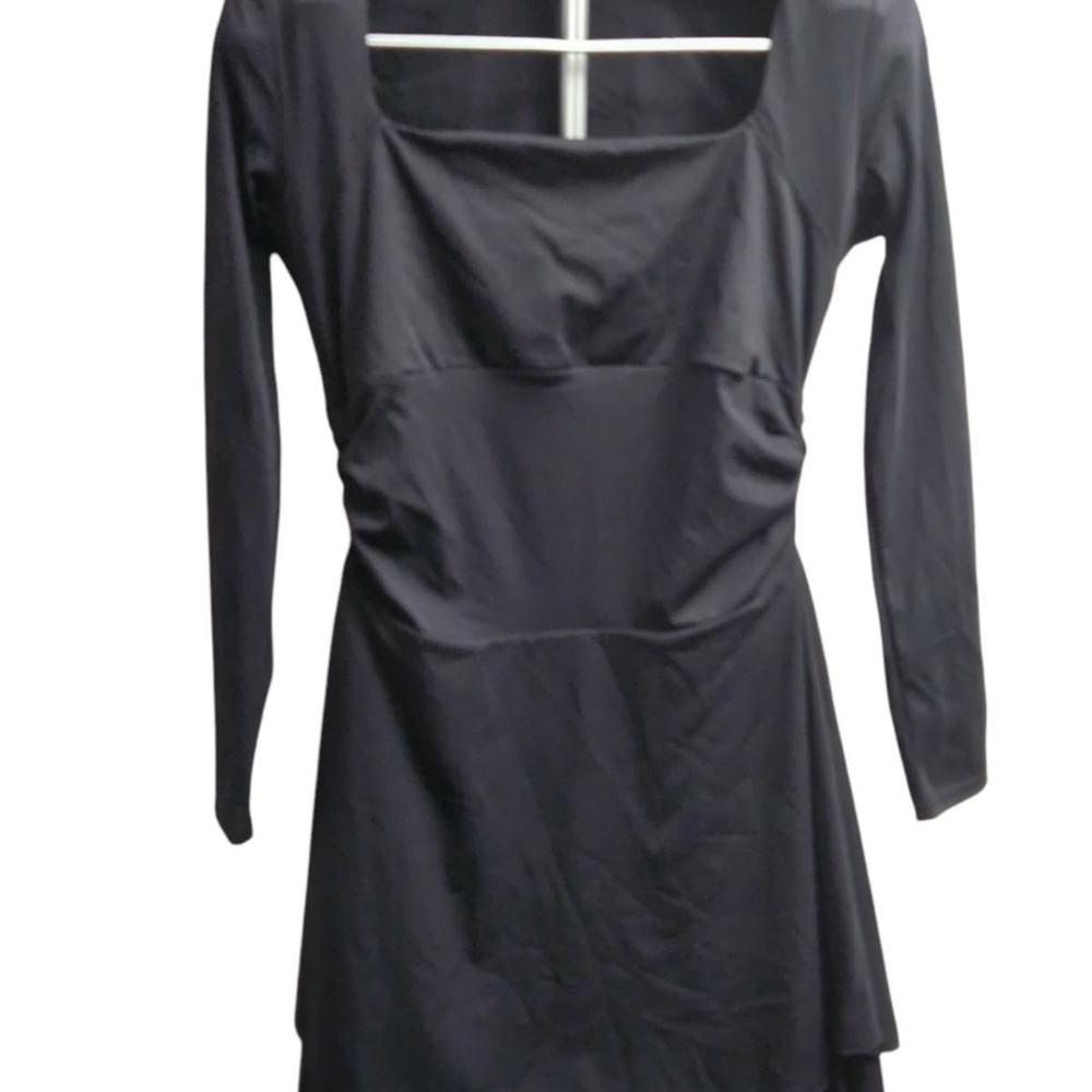 Kaximil mini long sleeve square neck black party dress in size L.
